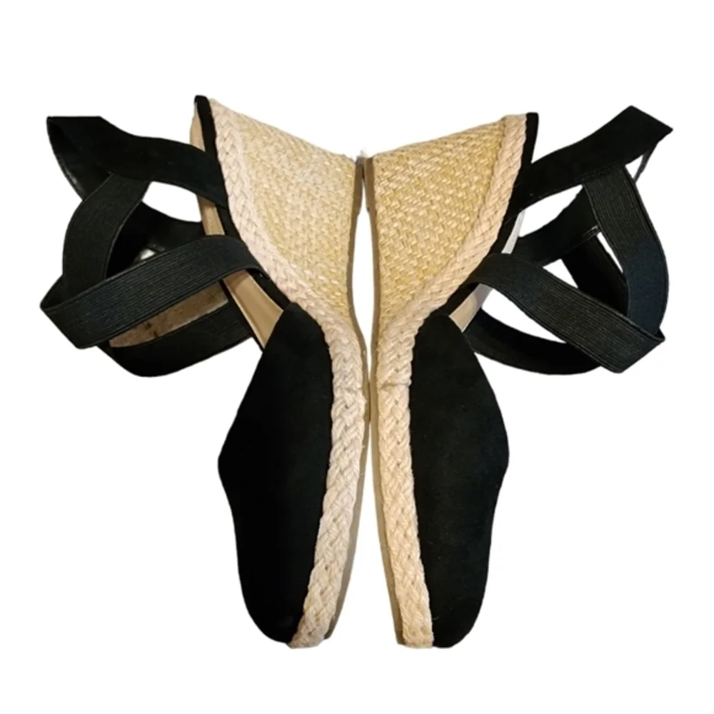 Liz claiborne black strappy wedges‎ 10